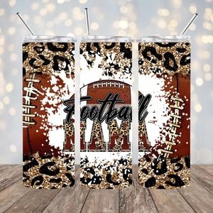 Football Mama 20oz Tumbler With Metal Straw